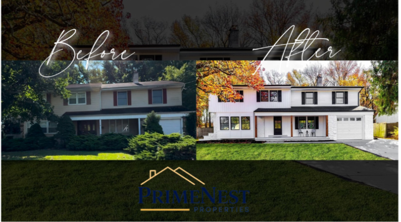 Before and after: two-story home exterior renovation